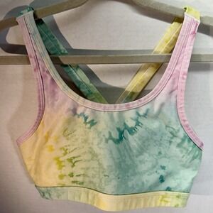 Scorpio Sol Cross Back Sports Bra Girls Size Large 10/12 Pastel Tye-Dye EUC